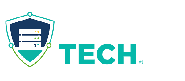 SecureTech Logo with a Shield and Server Icon